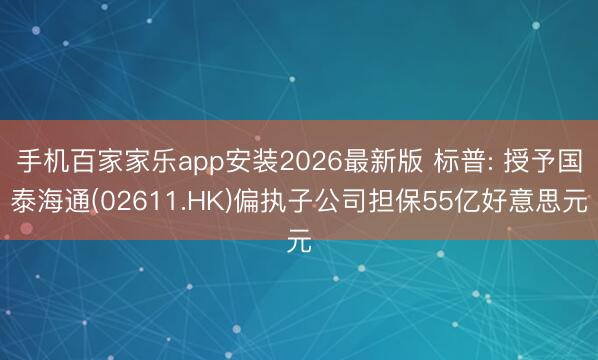 手机百家家乐app安装2026最新版 标普: 授予国泰海通(02611.HK)偏执子公司担保55亿好意思元
