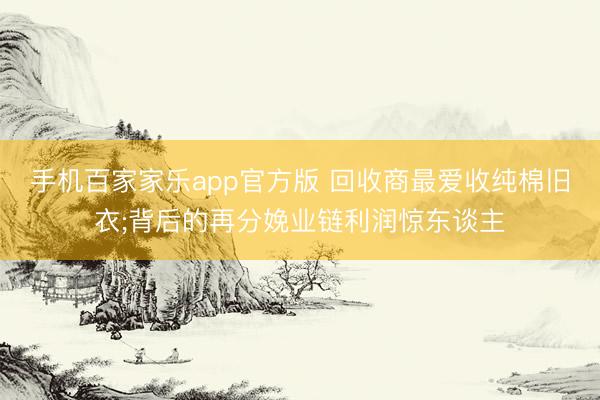 手机百家家乐app官方版 回收商最爱收纯棉旧衣;背后的再分娩业链利润惊东谈主